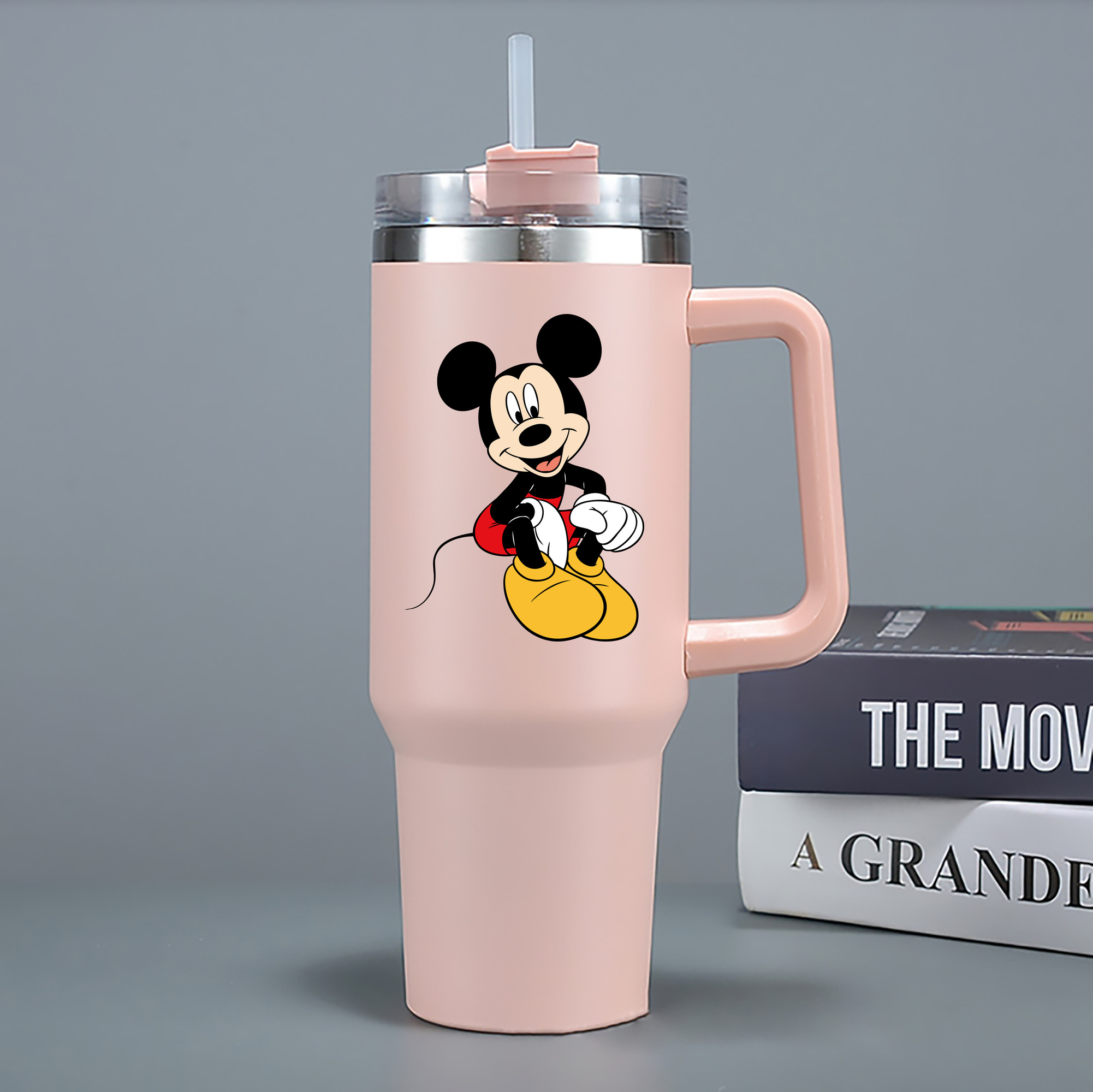 （画像用） ミッキーマウス Mickey Mouse 1200mL車用タンブラー - クリスタルステッカー（プラスチックストロー付き）